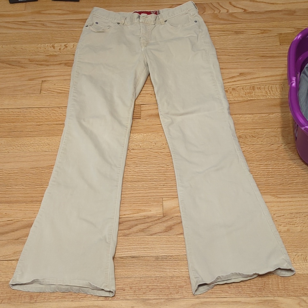 Y2k Guess Khaki Cream Flare Leg Pant Size 6
